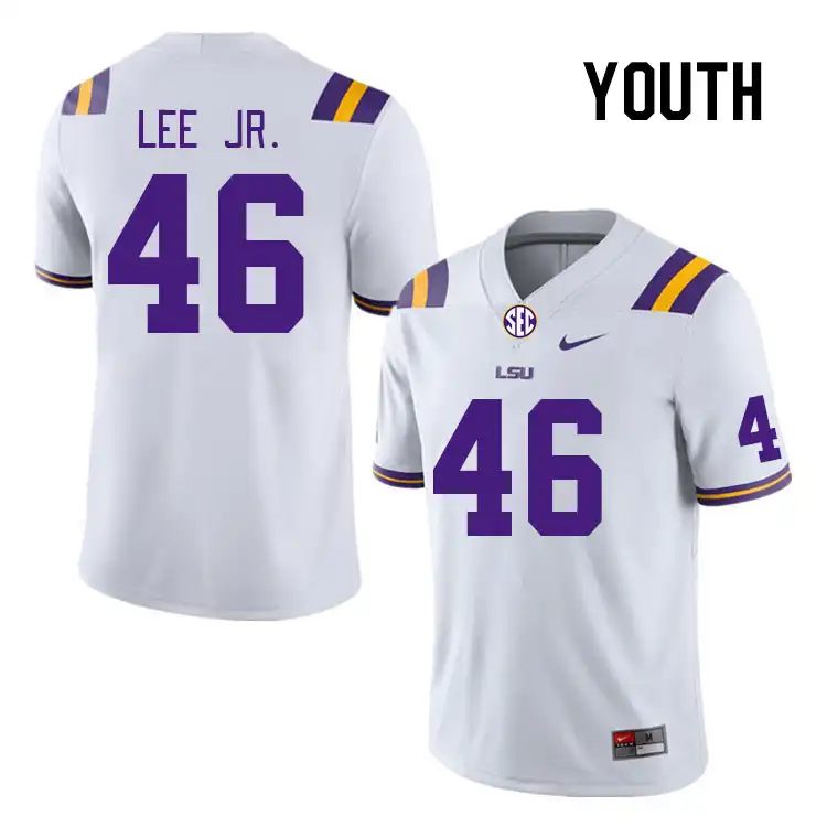 Youth LSU Tigers Shelby Lee Jr. #46 White NCAA Football Jersey